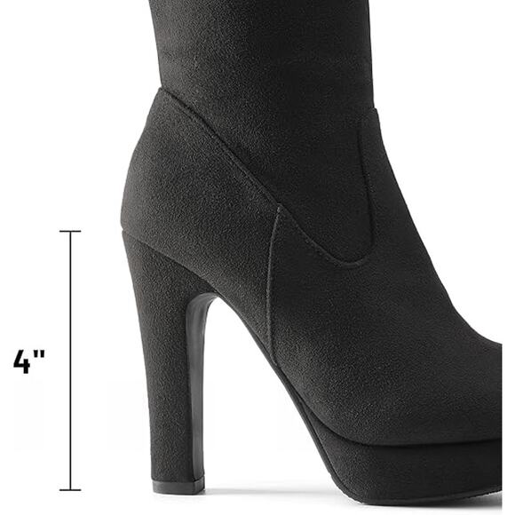 New Dream Pairs Women Size 7 Black Faux Suede 5" Heel Thigh High Over Knee Boots - Picture 2 of 6